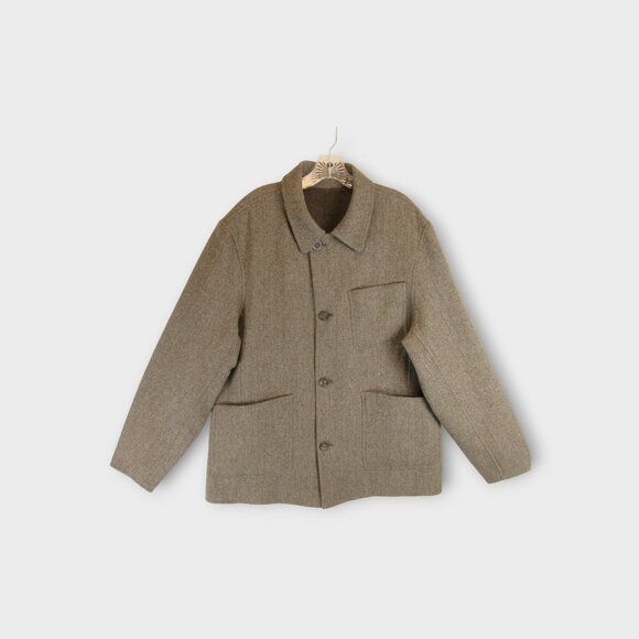 Daniel Cremieux Reversible Alpaca Wool herringbone Coat Size L Muted Light Brown - Picture 1 of 11